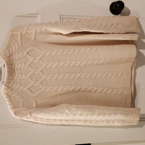 Antonio Melani Lambs Wool Rabbit Hair Cream Long Sleeve Cable Knit XS Sweater - Picture 6 of 7